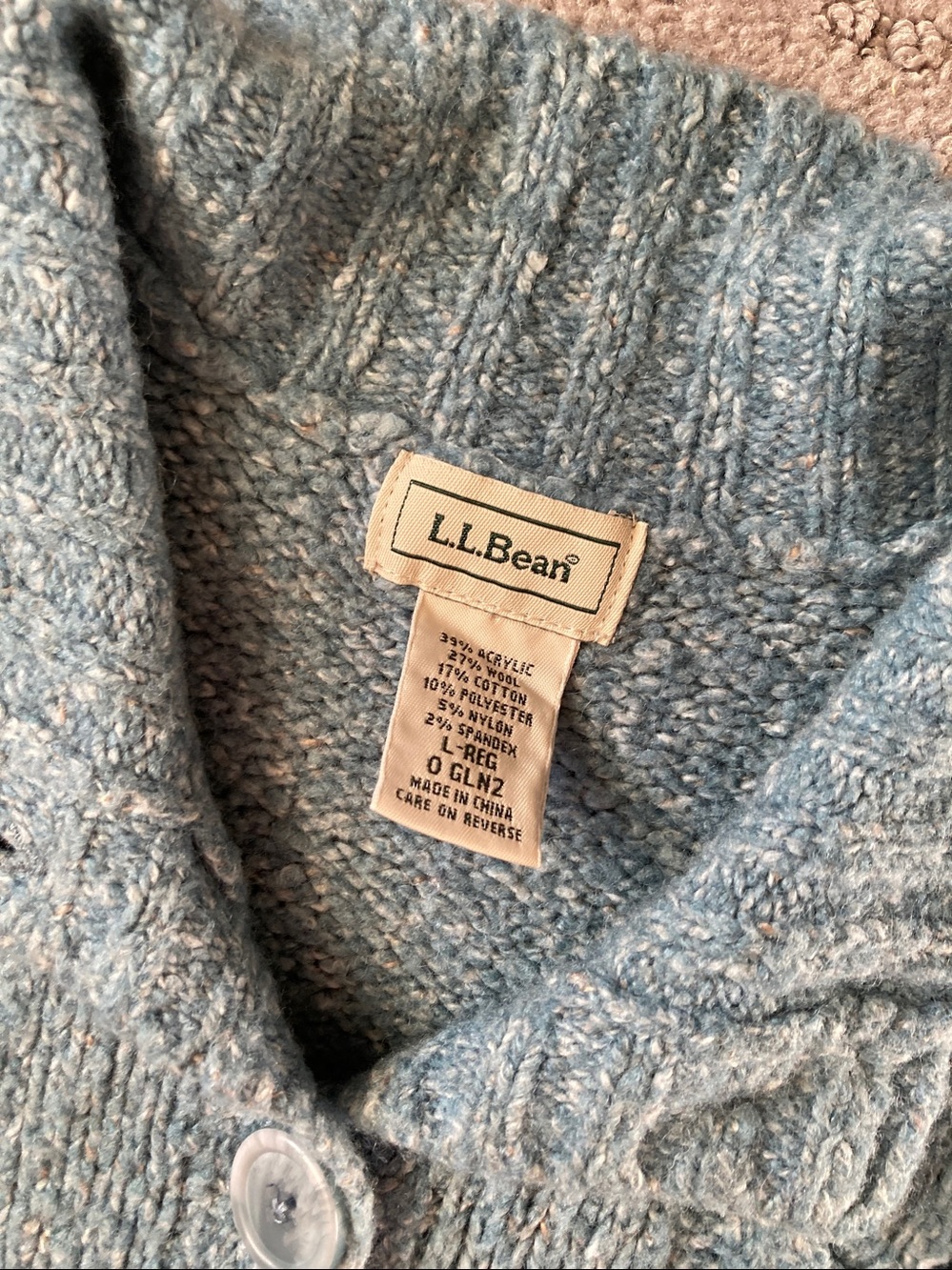 L.L. Bean blue wool-blend cable knit sweater vest, Large. - Picture 3 of 6